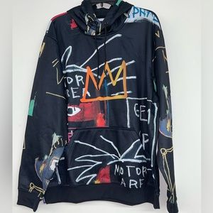 NWT Jean-Michel Basquiat + Members Only Abstract Hoodie Black Sz XL MQ080006-BLK